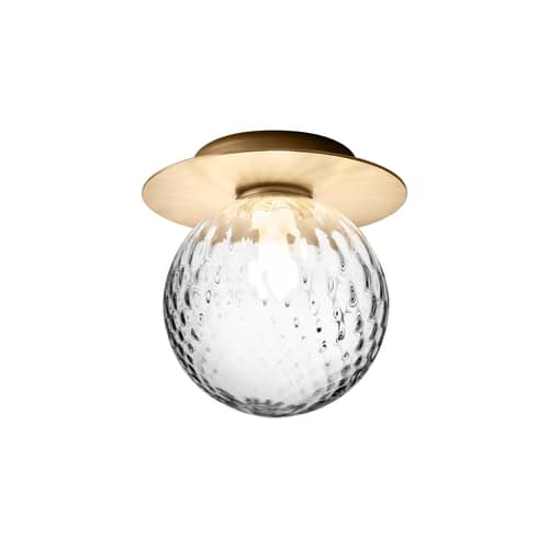 Applique salle de bains Liila 1 Medium / Plafonnier - Ø 14 cm / Verre facetté - NUURA - Doré / Transparent - Aluminium, Verre soufflé bouche