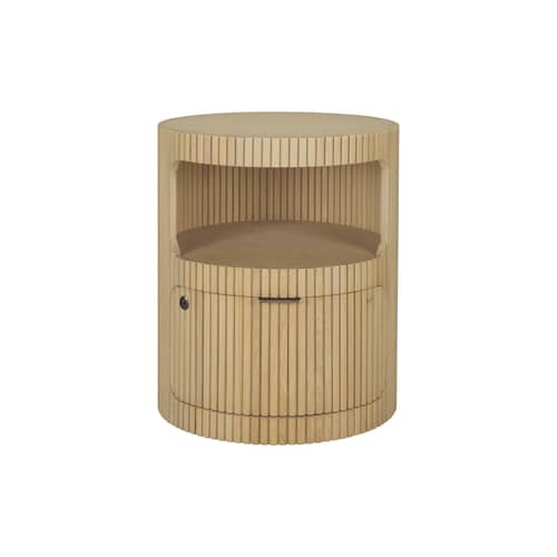 Rollcontainer Boomerang holz natur / Ø 45 x H 55 cm - Handgeschnitzt - Ethnicraft - Geölte Natur geölte Eiche - Geölte Massiveiche