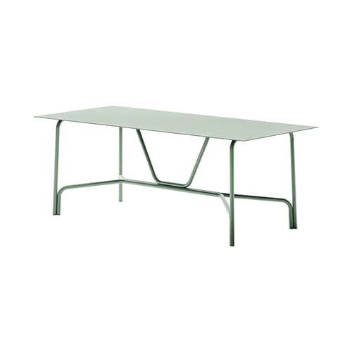 Table rectangulaire Salo métal vert / 203 x 90 cm - Unopiu - Vert sauge - Aluminium thermolaqué