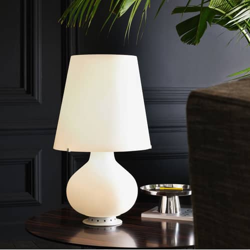 Tischleuchte Fontana Large LED glas weiß / LED - H 78 cm - Fontana Arte - H 78 cm / weiß - geblasenes Glas, Metall