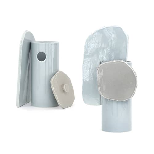 Découpage - Feuille Vase ceramic blue / Bouroullec, 2020 - Vitra - Sheet - Clay, Enamelled china