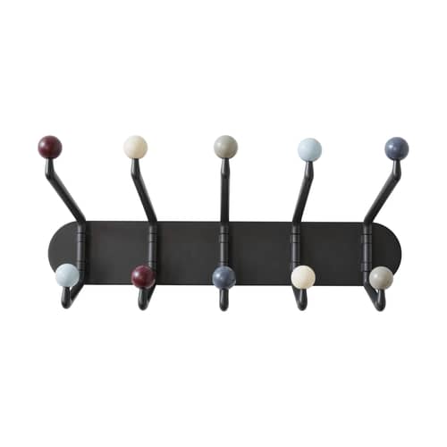 Wandgarderobe Capture SC76 metall bunt grau / 10 schwenkbare Arme - L 55 x H 25 cm - &tradition - Graphit / Mehrfarbige Kleiderhaken - Aluminium, Lackierte massive Eiche