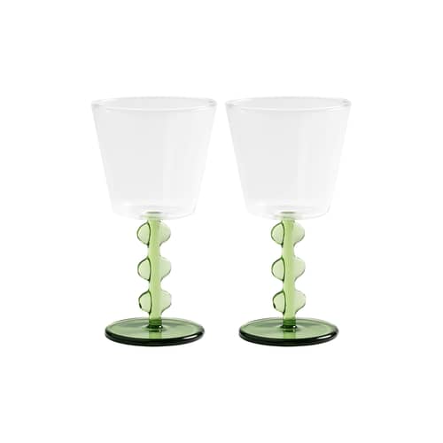 Petal Wine glass glass green / Set of 2 - & klevering - Green - Borosilicated glass
