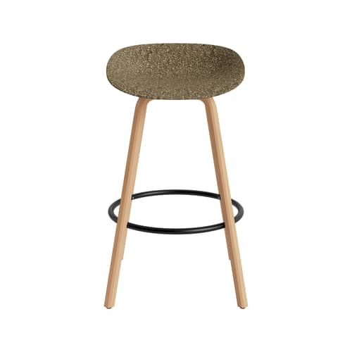 Mat Bar stool cane & fibres brown / H 75 cm - Navy Alga / Beechwood Base, legs - Normann Copenhagen - Alga (dark) / Beechwood Base, legs - FSC-certified beech, Powder coated steel, Seagrass