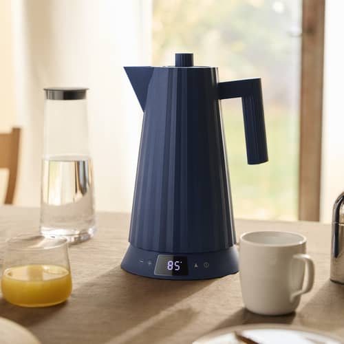 Bouilloire électrique Plissé plastique bleu / 1,7 L - Contrôle de la température - Alessi - Bleu - Résine thermoplastique