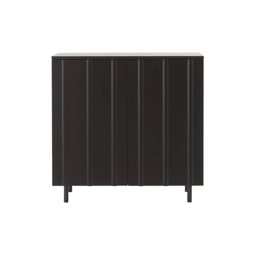 Buffet Rib legno nero / L 98,5 x H 96,5 cm - Normann Copenhagen - Nero - Impiallacciatura di rovere, Rovere massello