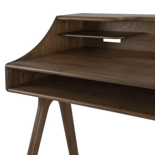Bureau Flow bois marron / 140 x 55 cm - Ethnicraft - Teck brun sauvage - Teck massif teinté
