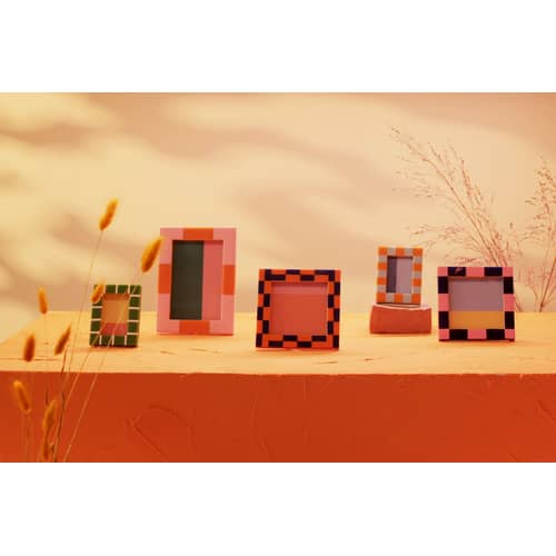 Cadre-photo Check Square plastique orange / 13 x 13 cm - Polyrésine - & klevering - Orange - MDF, Polyrésine