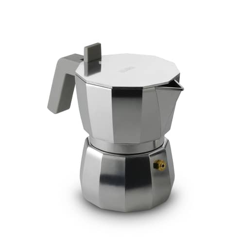 Cafetière italienne Moka gris argent métal /3 tasses - Alessi - 3 tasses / Acier - Fonte d\'aluminium, Polyamide