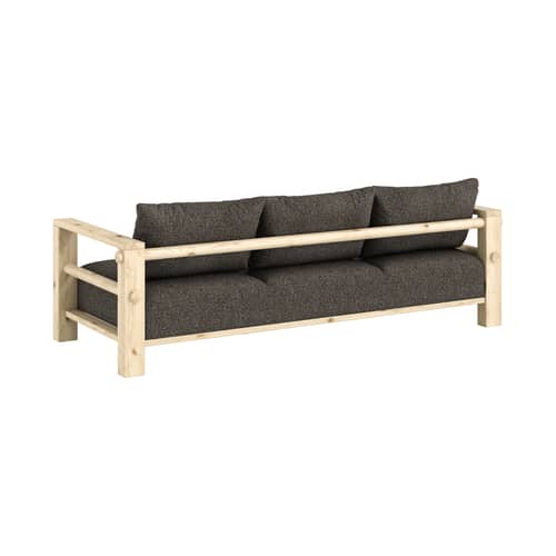Canapé convertible Bare / Lit 1 place - L 225 cm - KARUP - Brun doux (642) / Pin brut (100) - Mousse haute résilience, Pin massif, Polyester