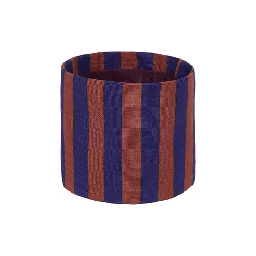 Cestino  tessuto blu / H 17 cm - NOBODINOZ - Rosso bruno e blu inchiostro / A righe - Cotone biologico, Poliestere