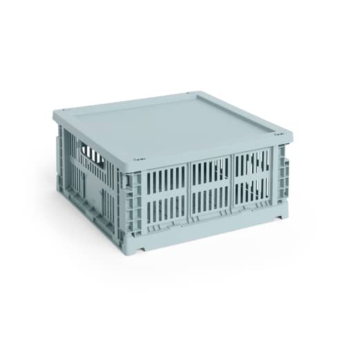 Couvercle  plastique bleu / Pour panier Colour Crate Medium Square & Cube 30 x 30 cm - Hay - Bleu Dusty - Polypropylène recyclé