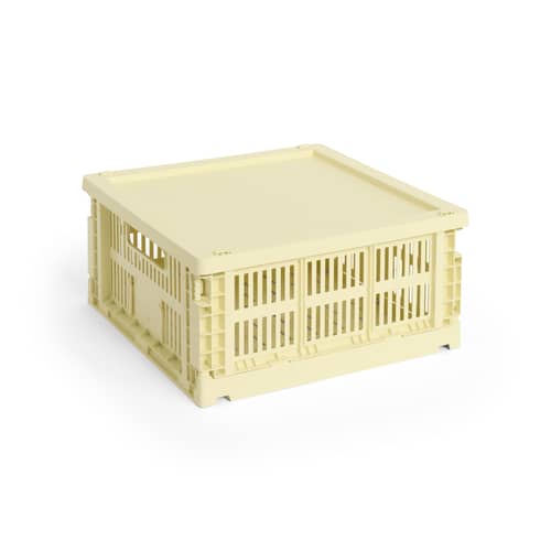 Couvercle  plastique jaune / Pour panier Colour Crate Medium Square & Cube 30 x 30 cm - Hay - Jaune clair - Polypropylène recyclé