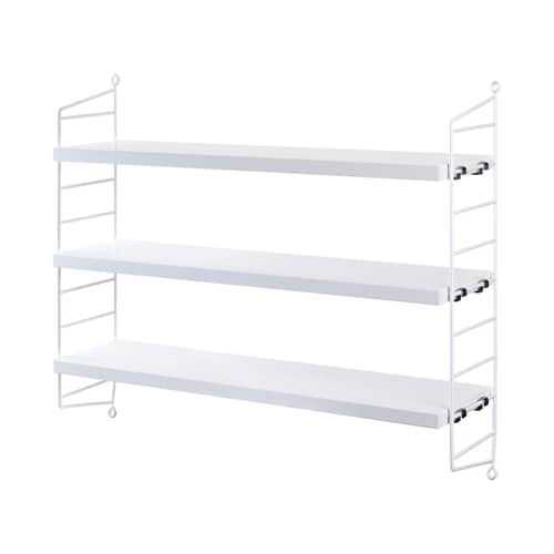 Etagère String® Pocket Bois / L 60 x H 50 cm - Réédition 1949 - String Furniture - Blanc - Acier laqué, MDF peint