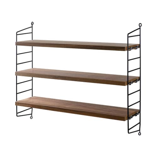 Etagère String® Pocket Noyer & noir / L 60 x H 50 cm - Réédition 1949 - String Furniture - Noyer / Noir - Acier laqué, Aggloméré plaqué