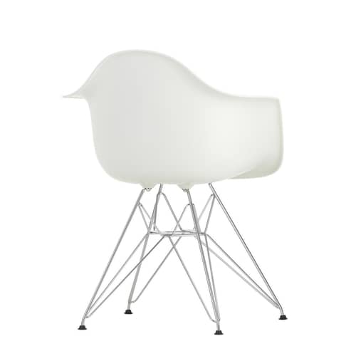 Fauteuil DAR - Eames Plastic Armchair plastique blanc / (1950) - Pieds chromés - Vitra - Blanc / Pieds chromés - Acier chromé, Polypropylène