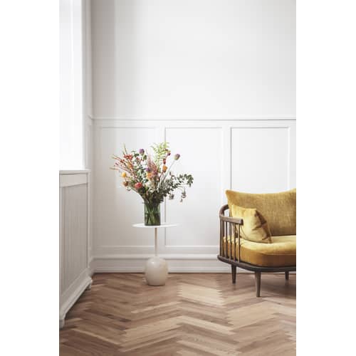 Guéridon Lato LN8 métal marbre blanc beige / Marbre Ø 40 x H 50 cm - &tradition - Plateau ivoire / Marbre crème - Acier peint, Marbre