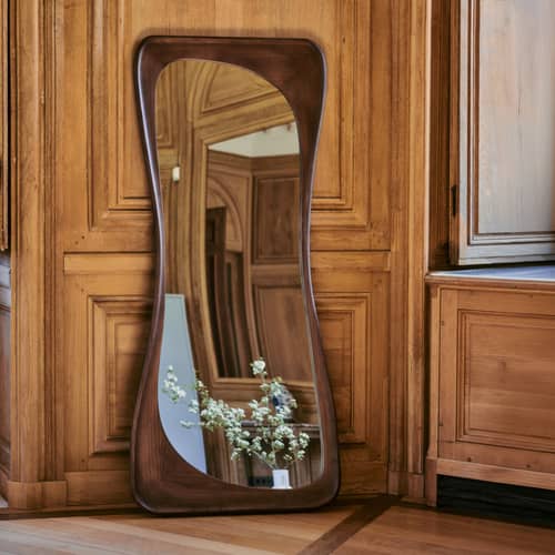 Wandspiegel Kalahari holz braun / 79,6 x H 180 cm - NV GALLERY - Nussbaumfarben -  Verre miroir, Paulownia-Holz