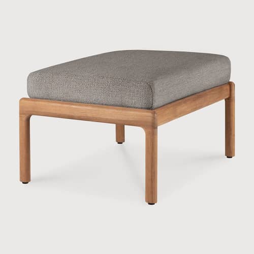 Outdoor-Hocker Jack Outdoor textil holz grau / Teakholz & Stoff - 71 x 54 cm - Ethnicraft - Mokka - Massives Teakholz, Polypropylen-Stoff, Schaumstoff