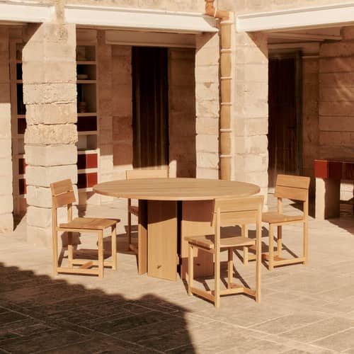 Aukko Round table natural wood / Ø 140 cm - Ferm Living - Douglas Fir Fir-tree - Douglas fir veneer, Oiled solid Douglas fir