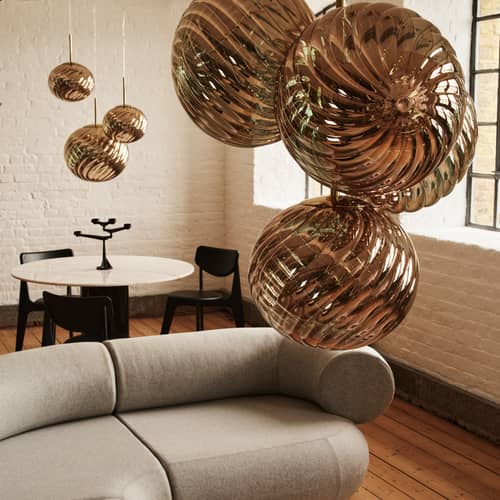 Suspension Whirl Large / LED - Ø 45 cm - Tom Dixon - Or - Polycarbonate semi-métallisé