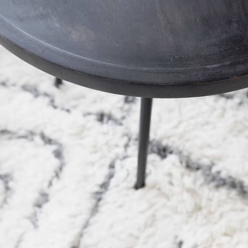 Table basse Juco bois noir / Ø 60 x H 45 cm - House Doctor - Ø 60 x H 45 cm / Noir patiné - Bois de manguier teinté, Fer peint