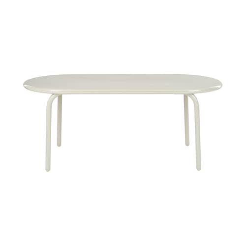 Table ovale Groove métal beige / 186 x 86 cm - Tom Dixon - Beige Mastic - Aluminium