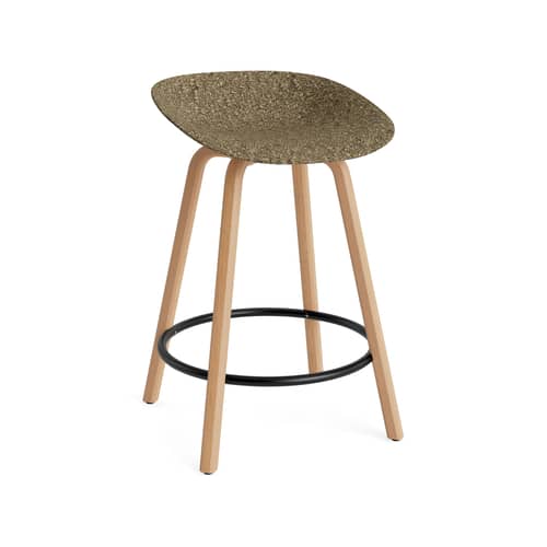 Tabouret de bar Mat / H 65 cm - Algue marine / Pieds hêtre - Normann Copenhagen - Algue (foncé) / Pieds hêtre - Acier thermolaqué, Algue marine, Hêtre certifié FSC