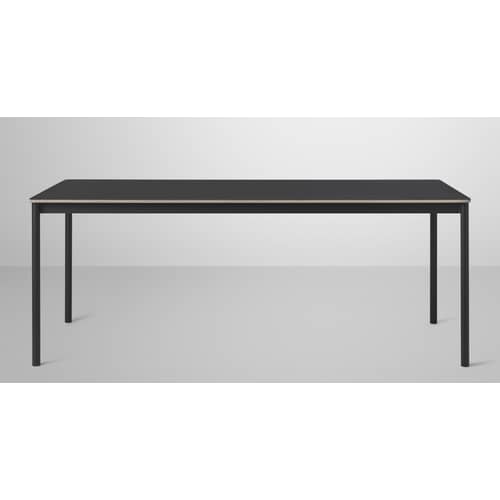 Tavolo rettangolare Base legno nero /190 x 85 cm - Muuto - Nero - alluminio estruso, Compensato, Stratificato