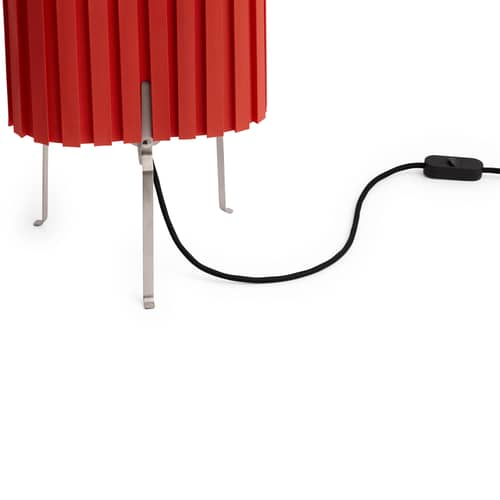 Tischleuchte Canelé textil rot - Hay - Tomatenrot - plissiertes Gewebe, verchromter Stahl