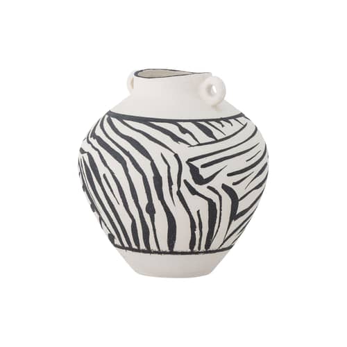 Vasen Togo keramik schwarz / Ø 25 x H 26 cm - Bloomingville - Schwarz & Weiss - Sandstein