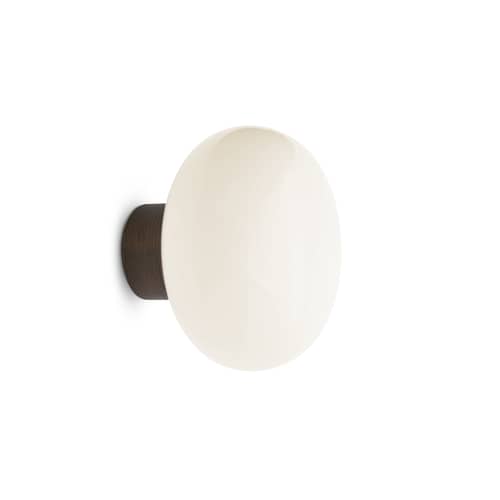 Karl-Johan Wall light glass white / IP 20 - Wooden base - NEW WORKS - White / Smoked oak - Glass, Oak