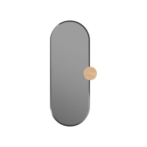 Wandspiegel Sonia glas grau Rauchglas / 35 x 80 cm - Hartô - Rauchglas & Esche - Esche massiv, Holzfaserplatte, Rauchglas