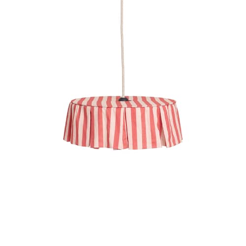 Abat-jour Vibes / Ø 40 x H 12 cm - Voile de coton - NOBODINOZ - Rouge / Rayures - Fer, Voile de coton bio