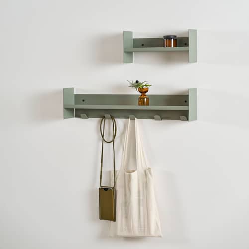  Accessory metal green / Wall hooks for shelf Pli L 60 cm - TIPTOE - Eucalyptus grey - Powder coated steel