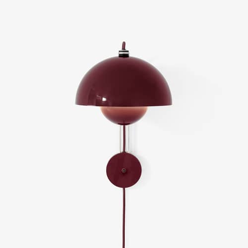 Applique avec prise Flowerpot VP8 métal prune / Verner Panton, 1968 - &tradition - Prune foncé - Acier