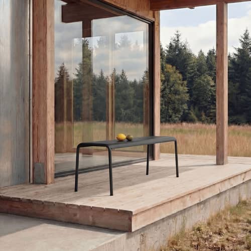 Banc Panorama métal noir / L 140 cm - TIPTOE - Noir Graphite - Acier thermolaqué