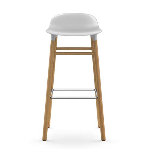 Form Bar stool - H 75 cm / Oak leg by Normann Copenhagen - White / oak - Oak, Polypropylene