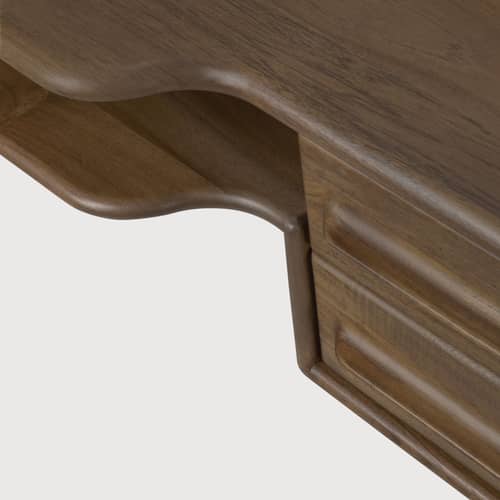 Bureau Flow bois marron / 140 x 55 cm - Ethnicraft - Teck brun sauvage - Teck massif teinté