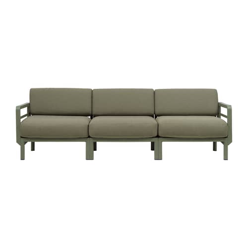 Canapé de jardin modulable Maximo tissu vert / 3 places - L 253.5 cm - NARDI - Vert Cactus / Tissu vert Thym - Mousse polyuréthane, Résine de fibre de verre, Tissu acrylique Sunbrella