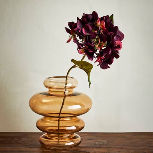 Kunstblume Hydrangea plastikmaterial violett / Hortensienstiel – H 44 cm - Bloomingville - Purpurrot - Eisen, Polyäthylen