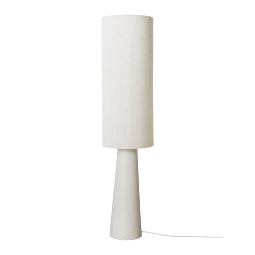 Lampada a stelo Cone ceramica bianco / H 150 cm - Gres e lino - HK LIVING - Bianco - Gres, Lino