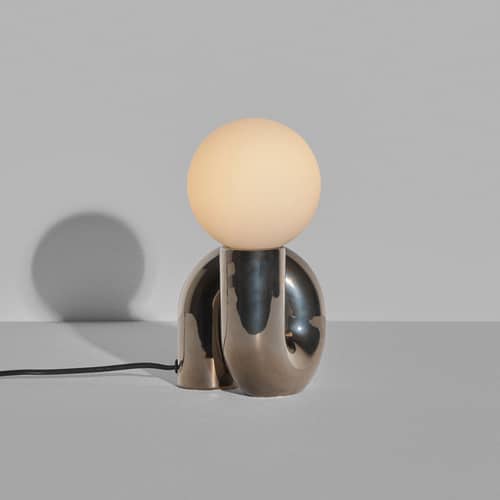 Lampada da tavolo Neotenic Petite ceramica argento / L 18 x H 26 cm - Petite Friture - Platino - Ceramica smaltata, Vetro soffiato a bocca