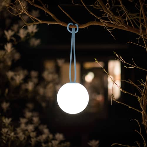 Lampe extérieur sans fil rechargeable Bolleke LED  / Ø 20 cm - Fatboy - Bleu Wave - Polyéthylène, Silicone