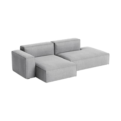 Canapé d\'angle Mags Soft Low Armrest n°3 gris / 2,5 places - L 256.5 cm / Accoudoir gauche - Hay - Accoudoir gauche / Gris (tissu Hallingdal 130) - Contreplaqué, Mousse polyuréthane HR, Tissu