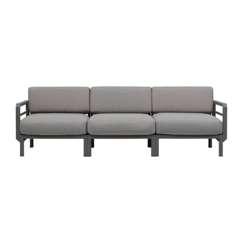 Modulares Gartensofa Maximo textil grau / 3-Sitzer - L 253.5 cm - NARDI - Grau Basaltgrau / Stoff Lavagrau - Glasfaserverstärktes Harz, Polyurethan-Schaum, Sunbrella® Acrylstoff