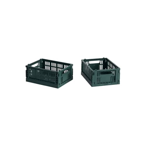Lot de 2 paniers Colour Crate MINI plastique vert / 17 x 13 cm - Recyclé - Hay - Vert foncé - Polypropylène recyclé