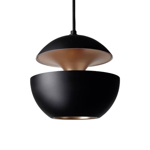 Here Comes The Sun Pendant - Ø 17.5 cm - 1970 reissue by DCW éditions - Lampes Gras - Black / Copper inside - Aluminium, Textile