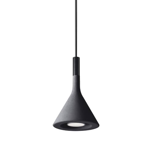 Mini Aplomb Pendant stone grey black / Concrete - Ø 11.5 x H 21 cm - Foscarini - Anthracite - Concrete, Lacquered polycarbonate