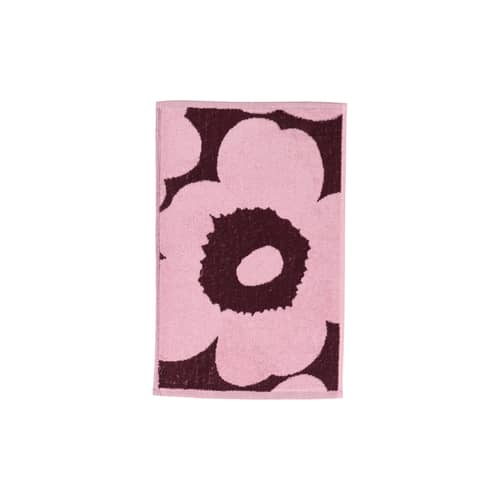 Serviette de toilette Unikko rose / 30 x 50 cm - Marimekko - Unikko / Rose & prune - Coton éponge biologique